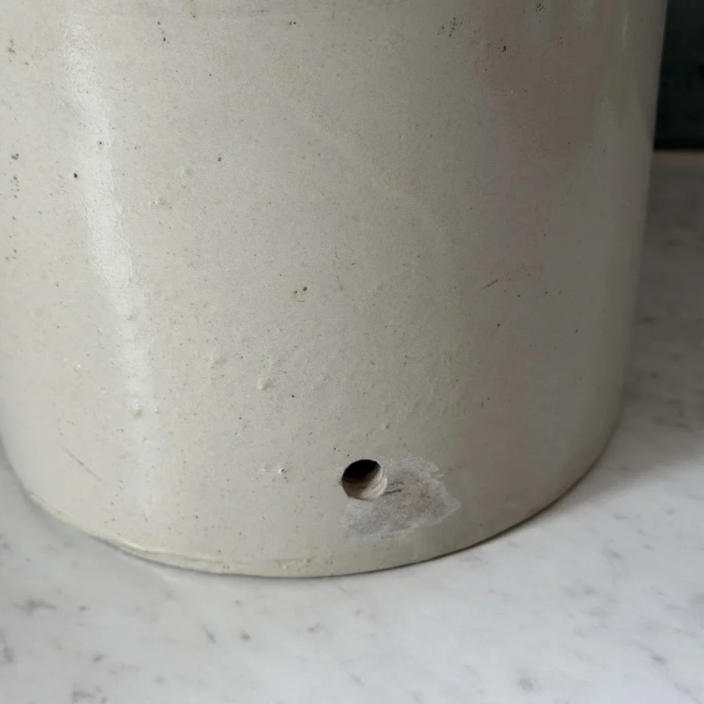 VTG‎ Stoneware Gallon Whiskey Jug Brown/Tan *Hole* Cottagecore Rustic Bar Decor